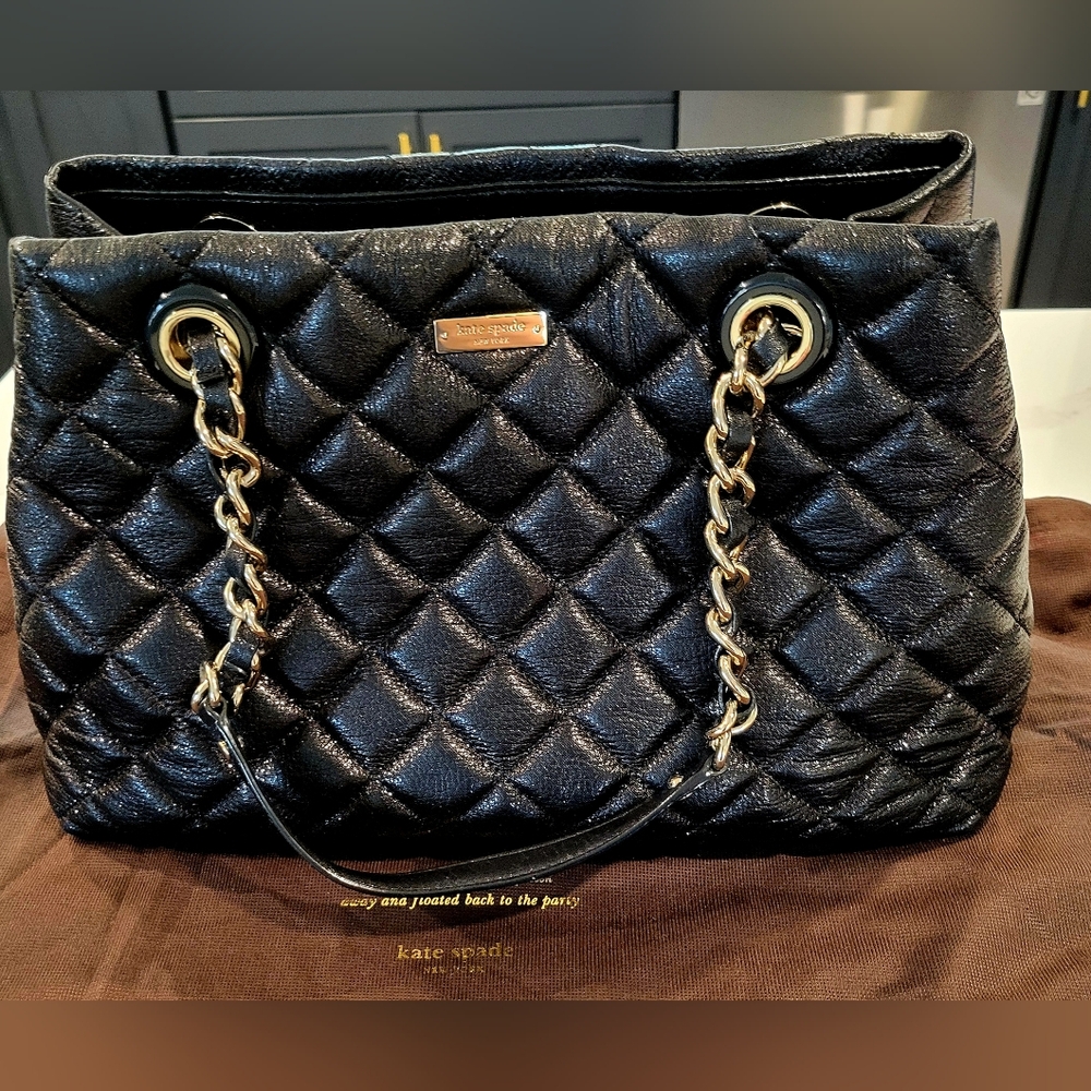 EUC Kate Spade Black Quilted Shimmer Shoulder Bag